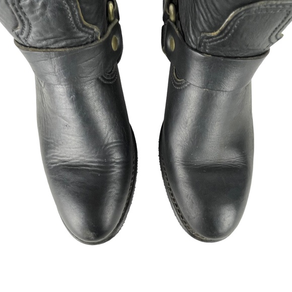 DOUBLE H BOOT CO. LADIES HARNESS 5026 ALMOND TOE SHORT LEATHER MOTORCYCLE BOOTS - Picture 8 of 14